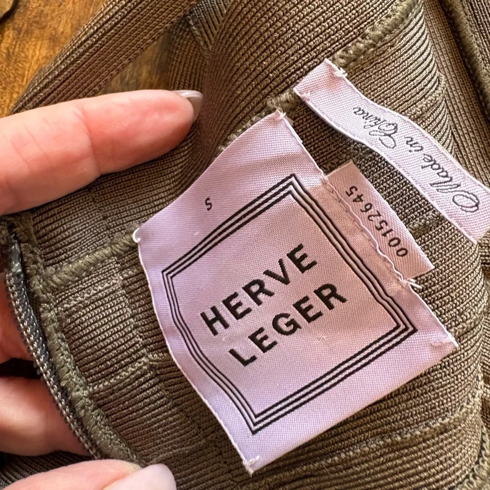 Herve Leger Deep Green Mini Dress - Picture 2 of 4